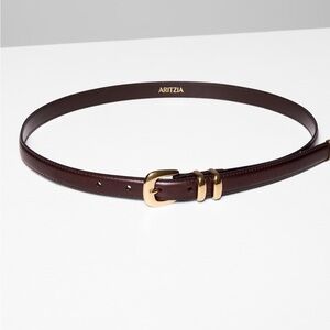 Aritzia Leather Slim Belt - Brown